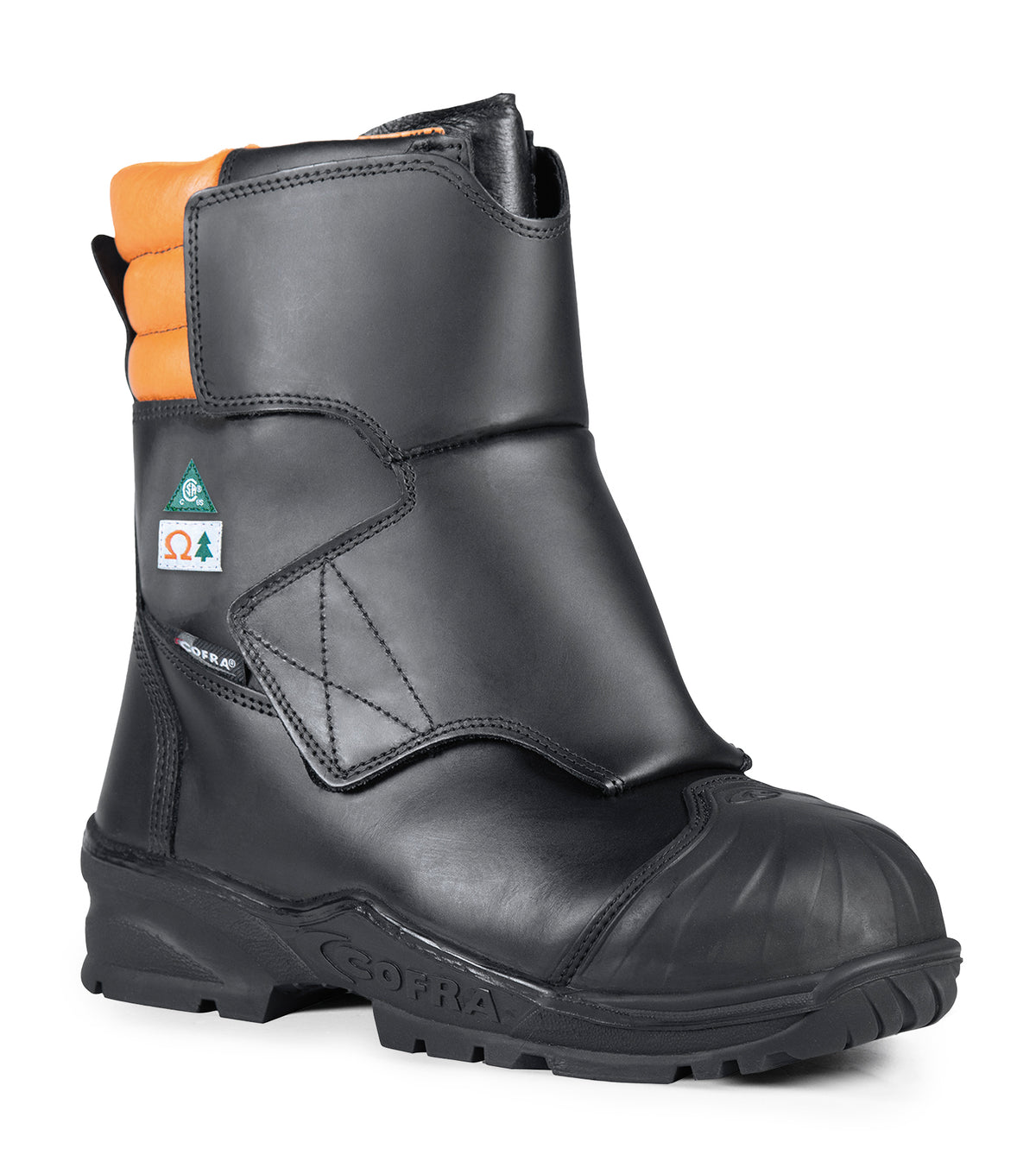 Strong, Black and orange | 8" Lumberjack Chainsaw Safety Work Boots