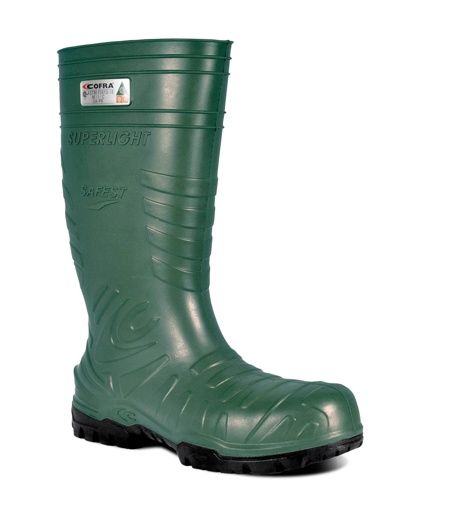 Safest, Green | 15" Metal-Free Waterproof PU Work Boots